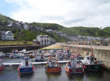 Fishing boats in nearby Crovie