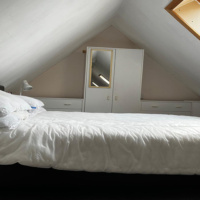 Moray Coast. Holiday accommodation. Double bed at Pulteney Cottage.