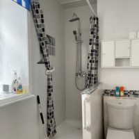 Moray Coast. Holiday accommodation. Shower cubical at Pulteney Cottage.